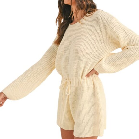 Yellow Spring Ribbed Sweater Romper - Picture 5 of 10